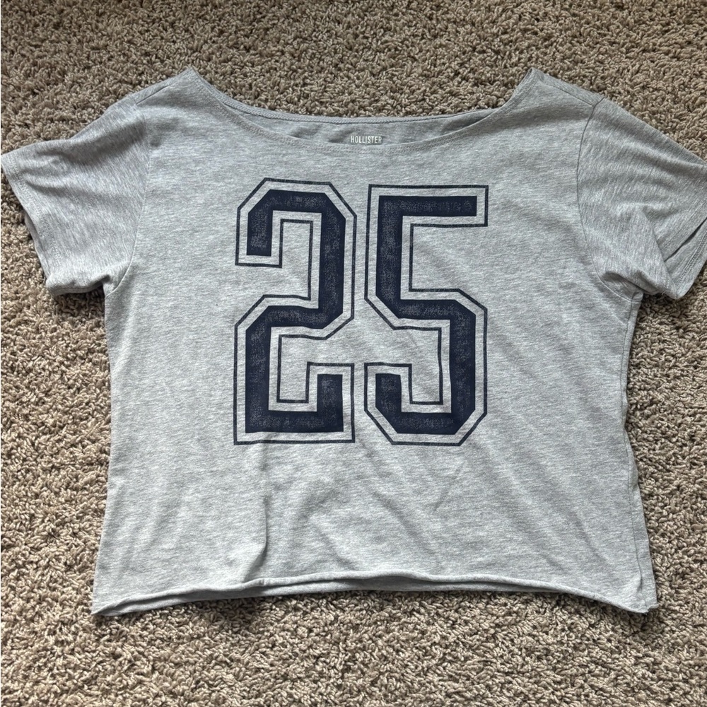 Hollister Light Gray Boatneck Short Sleeve Tee